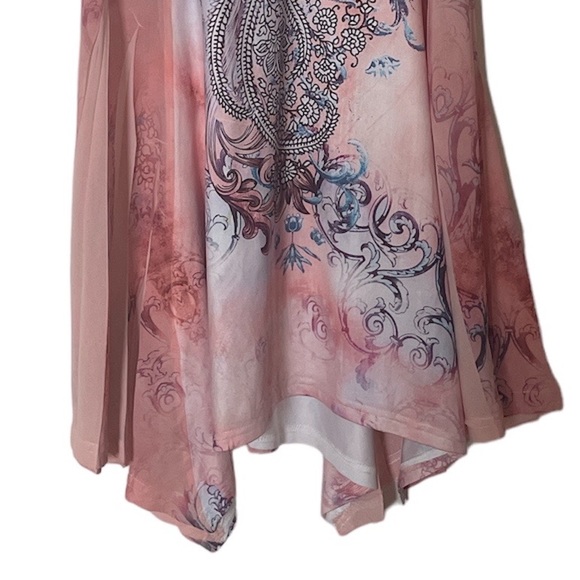 🎈Beautiful flair A-line pink dress with unique pattern size M. - Picture 3 of 8